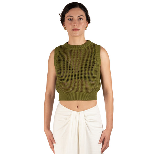 Knitted croptop Moss