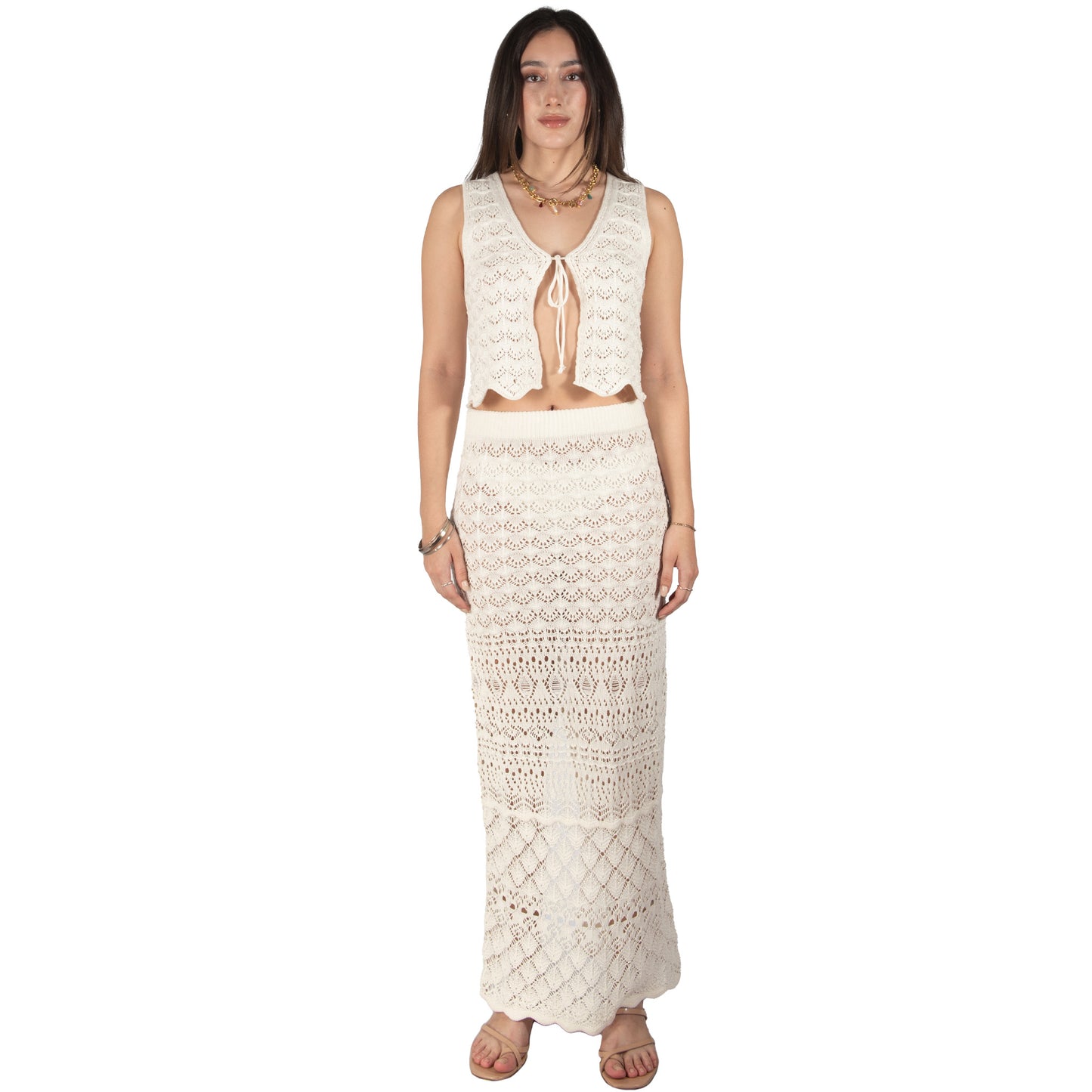 Crochet top vest Ivory