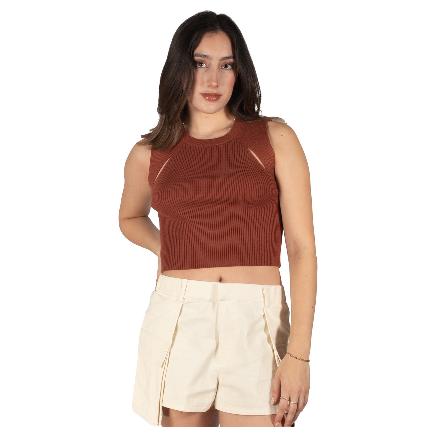 Croptop de punto Baked clay