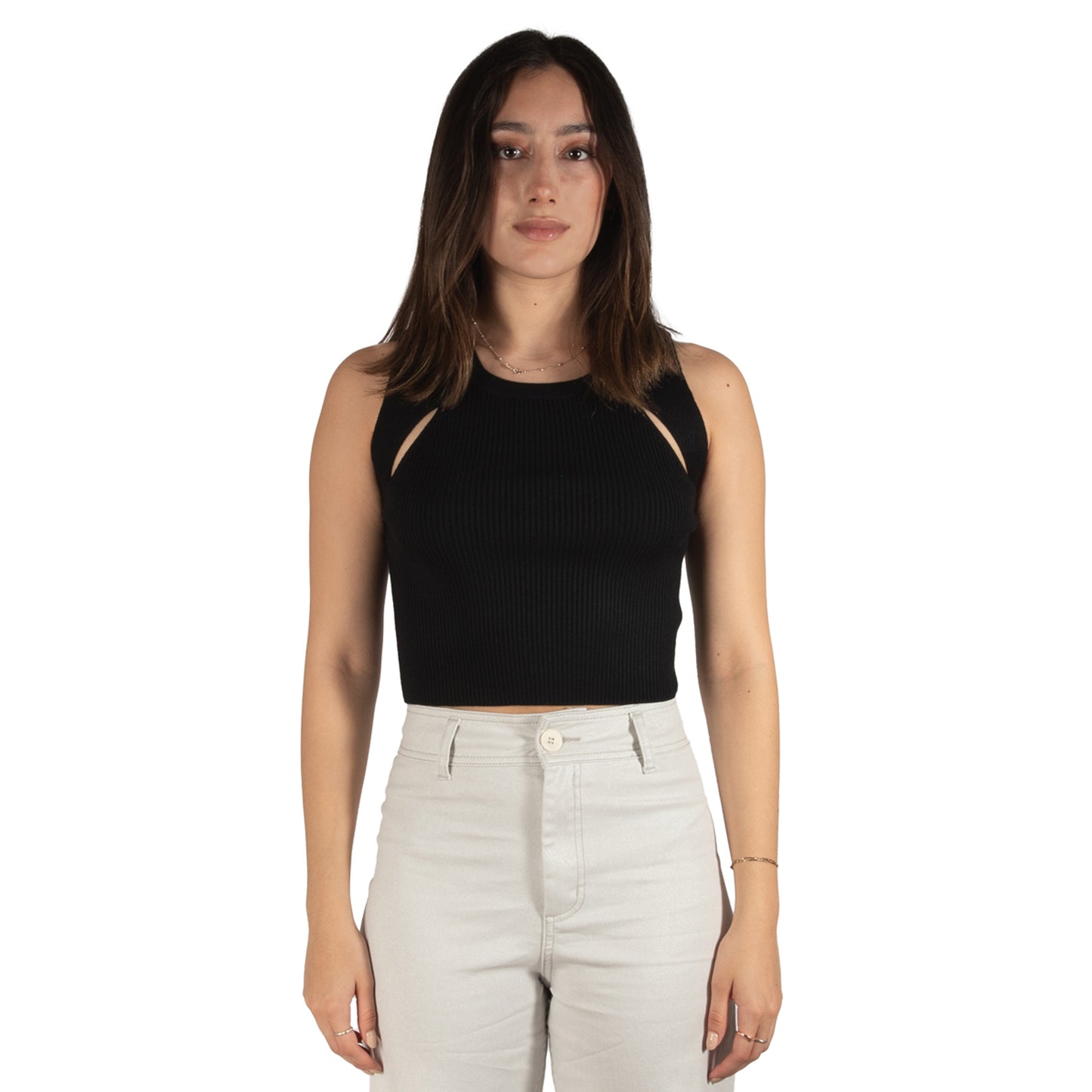 Croptop de punto Black