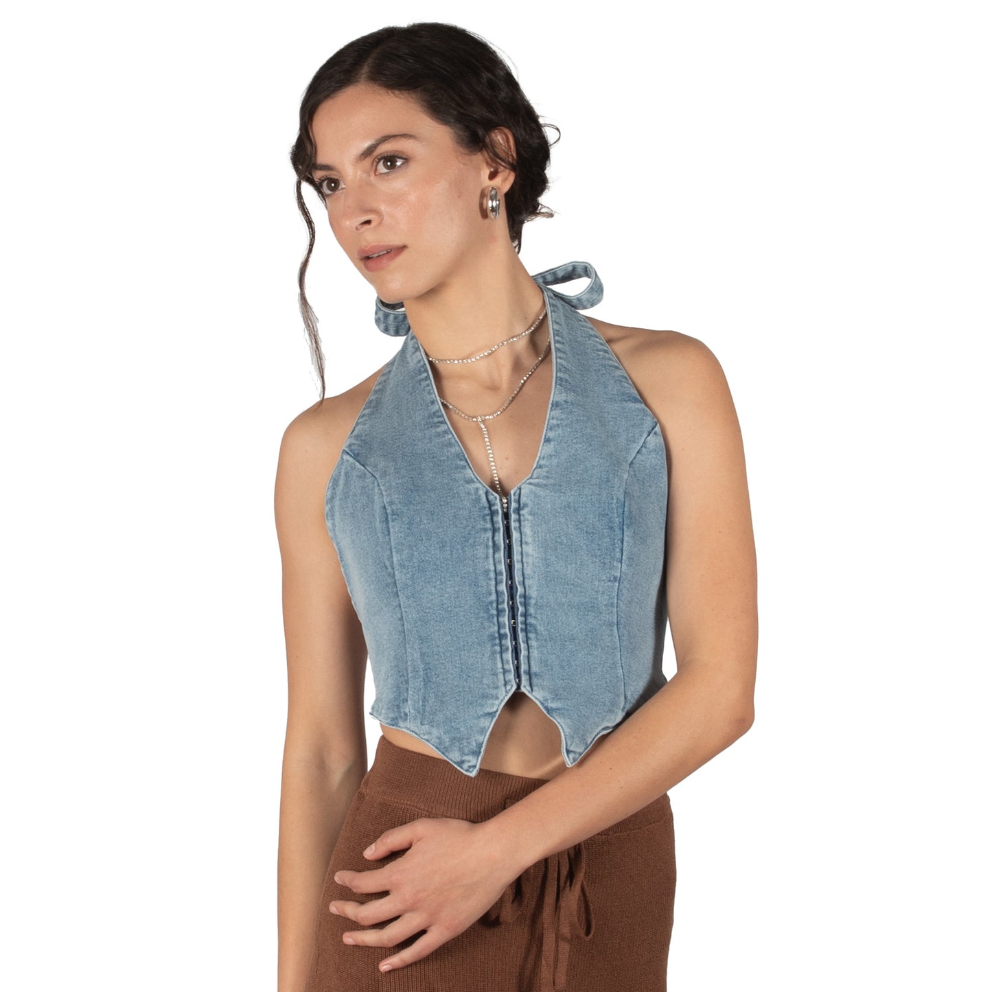 Halter denim top