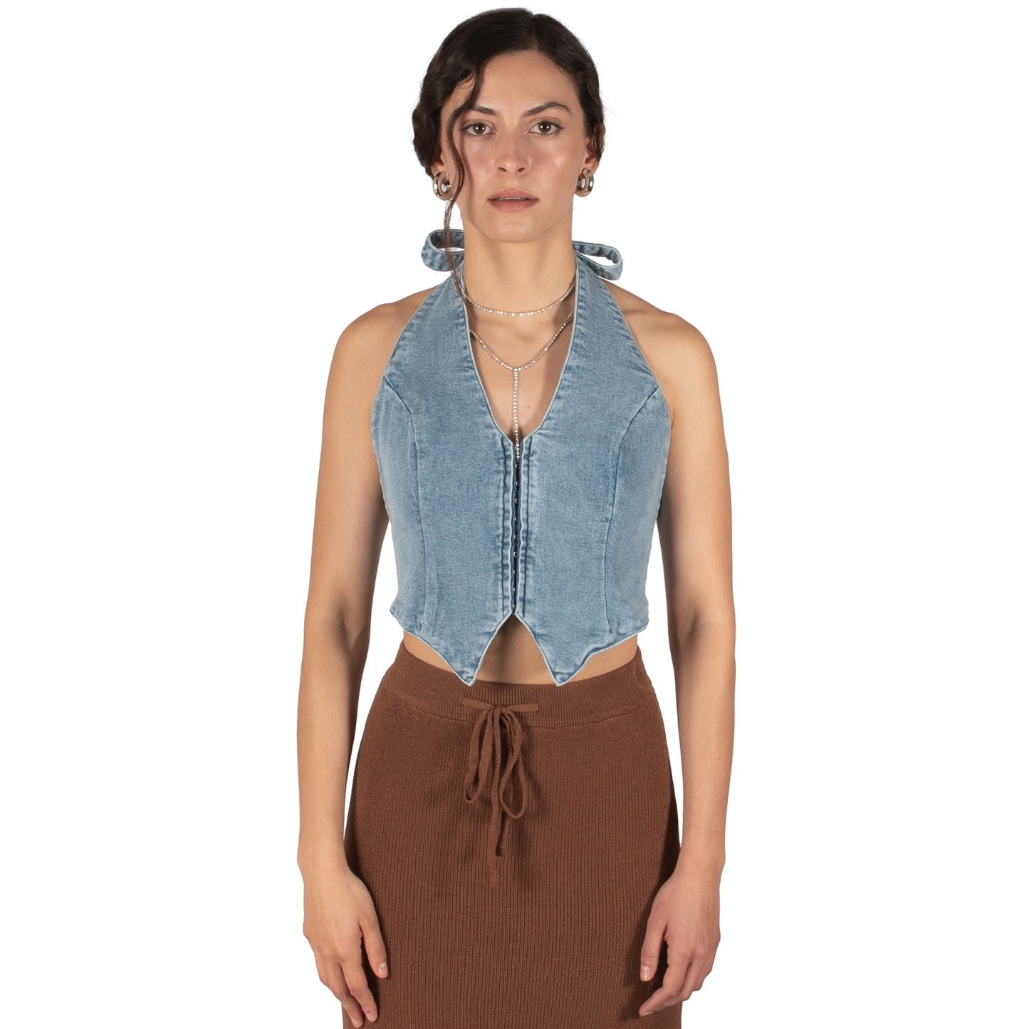 Halter denim top